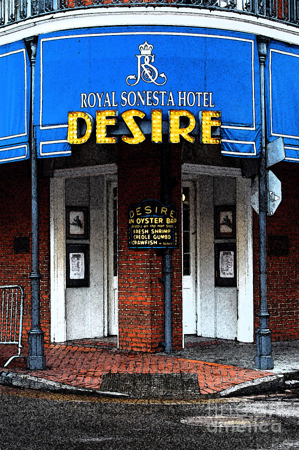 Desire Corner Bourbon Street French Quarter New Orleans Fresco Digital Art Photograph by Shawn OBrien