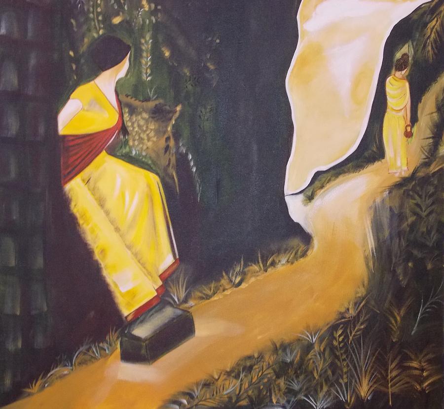 Mumbai Painting - Despair Of Budhhas Wife Yashodhara by Ruby Ahluwalia