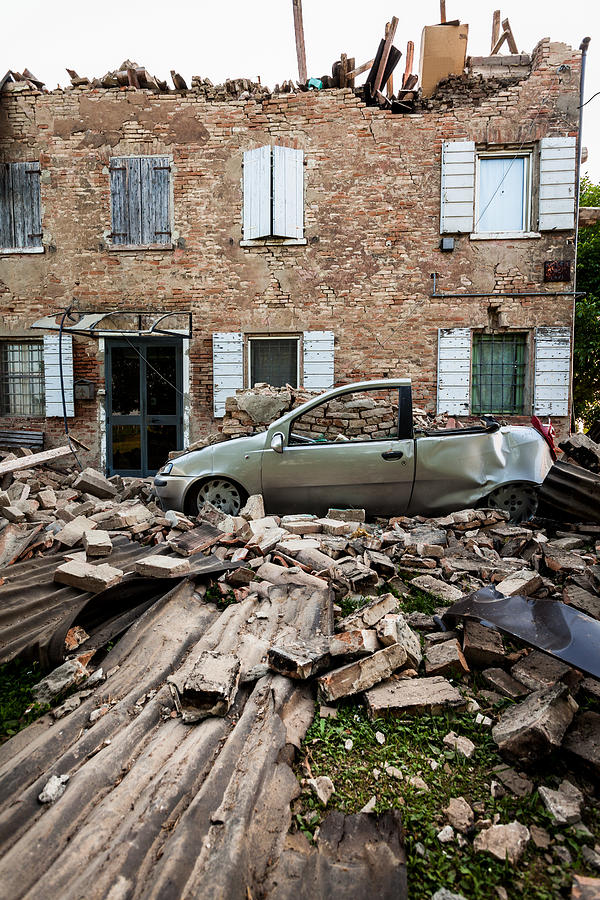 Destroyed House after Earthquake in Italy (Emilia Romagna, 2012) Photograph by Zodebala