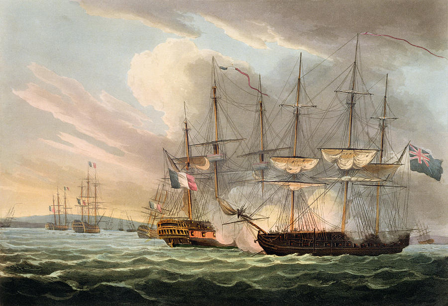 Boat Drawing - Destruction Of The French Fleet by Thomas Whitcombe