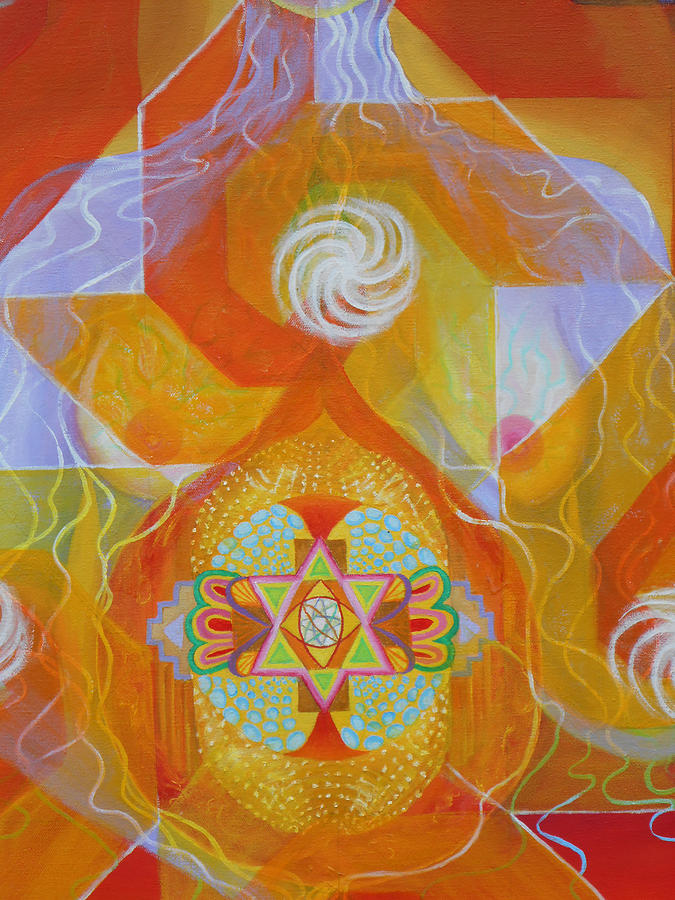 Star Of David Painting - Detail 2 Gestation by Anne Cameron Cutri