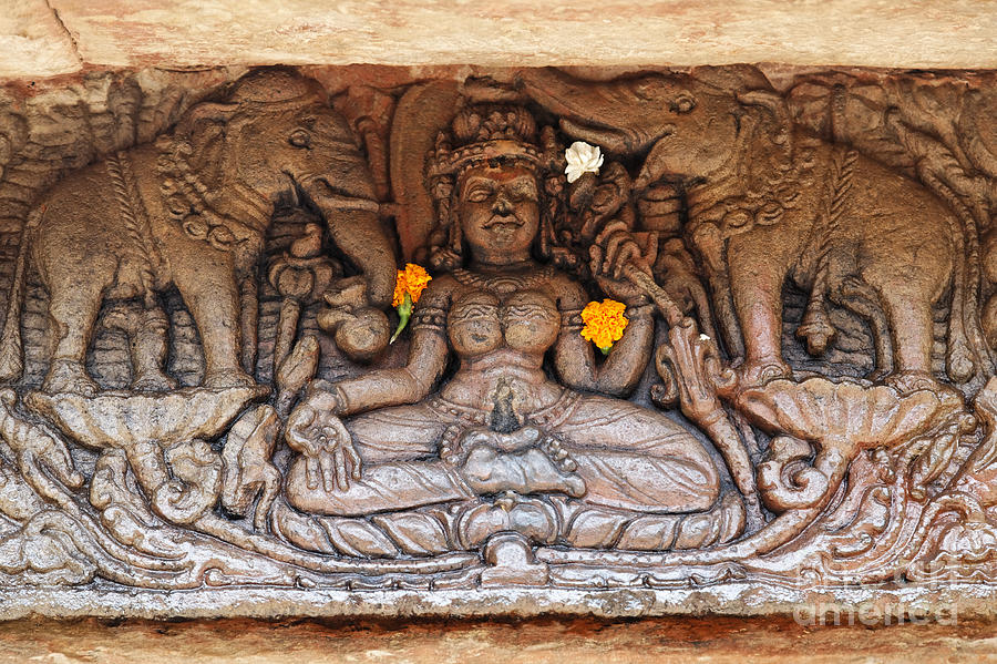 Architecture Photograph - Detail at the Hindu temple of Parasuramesvara Mandir at Bhubaneswar in India by Robert Preston