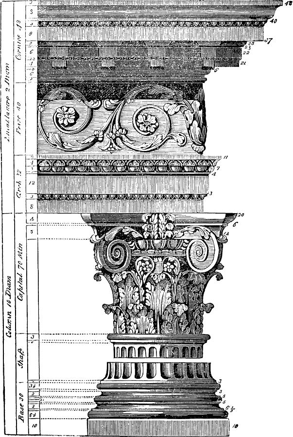 Detail Of A Corinthian Column And Frieze I Photograph by Suzanne Powers