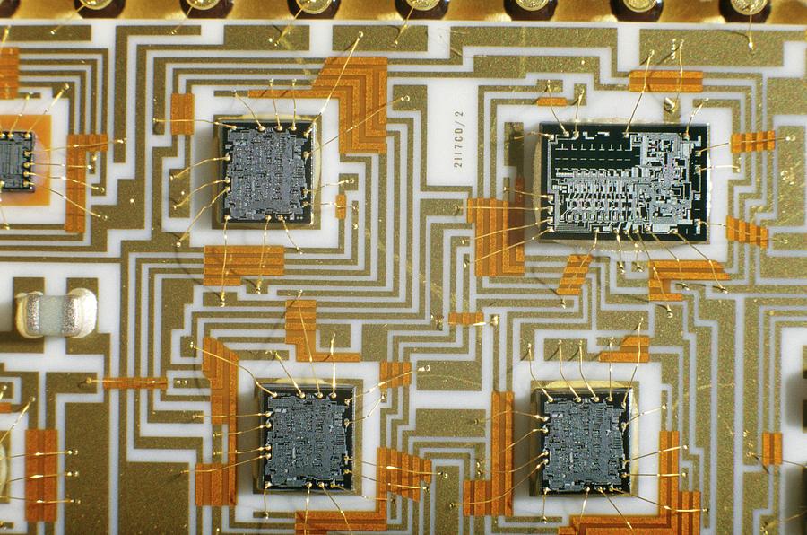 Detail Of A Finished Hybrid Electronic Circuit Photograph by Simon Fraser/welwyn Microcircuits/science Photo Library