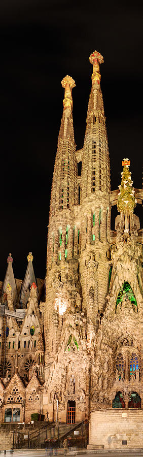 Barcelona Photograph - Detail of la Sagrada Familia at night - Gaudi by Weston Westmoreland