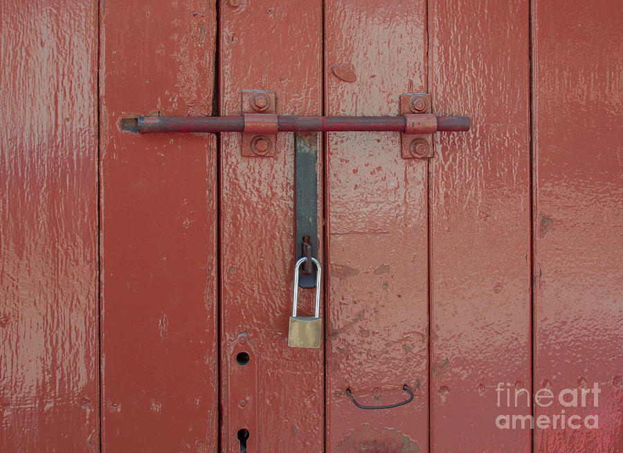 Detail Of Old Red Door With Lock Photograph