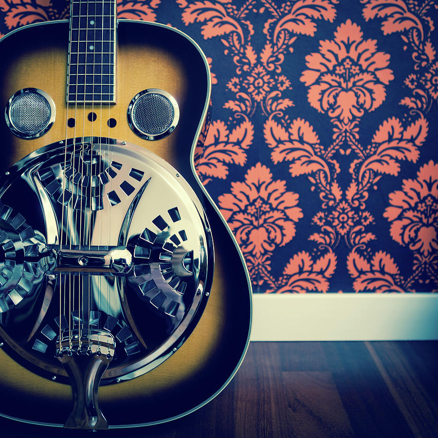Detail Of Resonator Guitar And Damask Photograph by Naphtalina