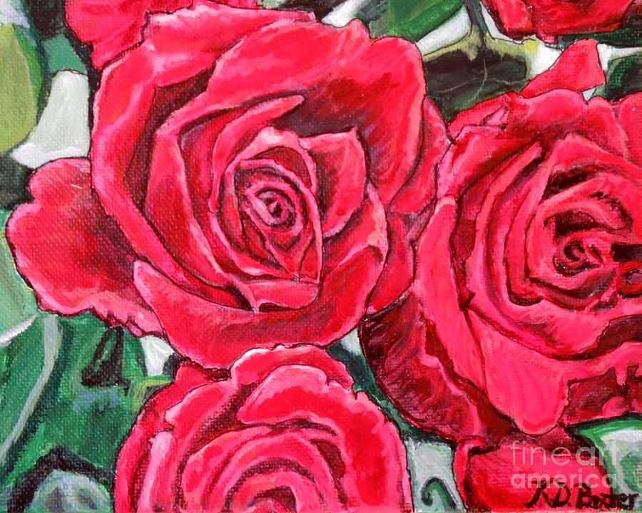 Detail of the Delight of Grandmas Roses Painting Painting by Kimberlee Baxter