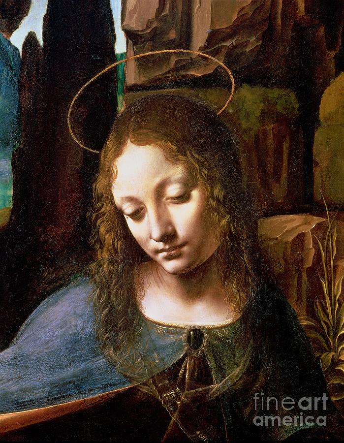 Leonardo Da Vinci Painting - Detail of the Head of the Virgin by Leonardo Da Vinci