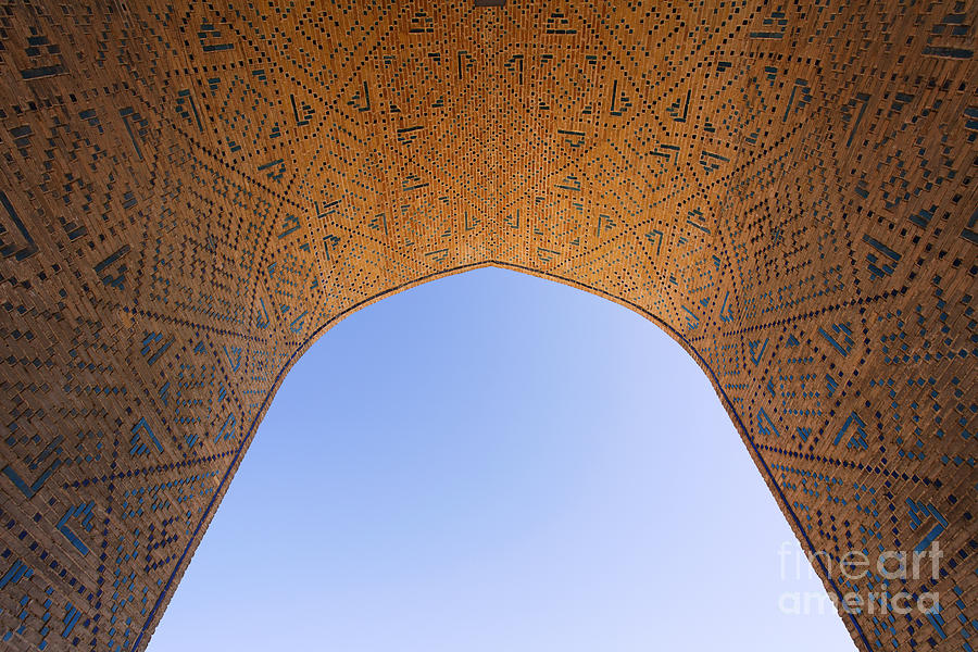 Architecture Photograph - Detail of the Kalon Mosque at Bukhara in Uzbekistan by Robert Preston