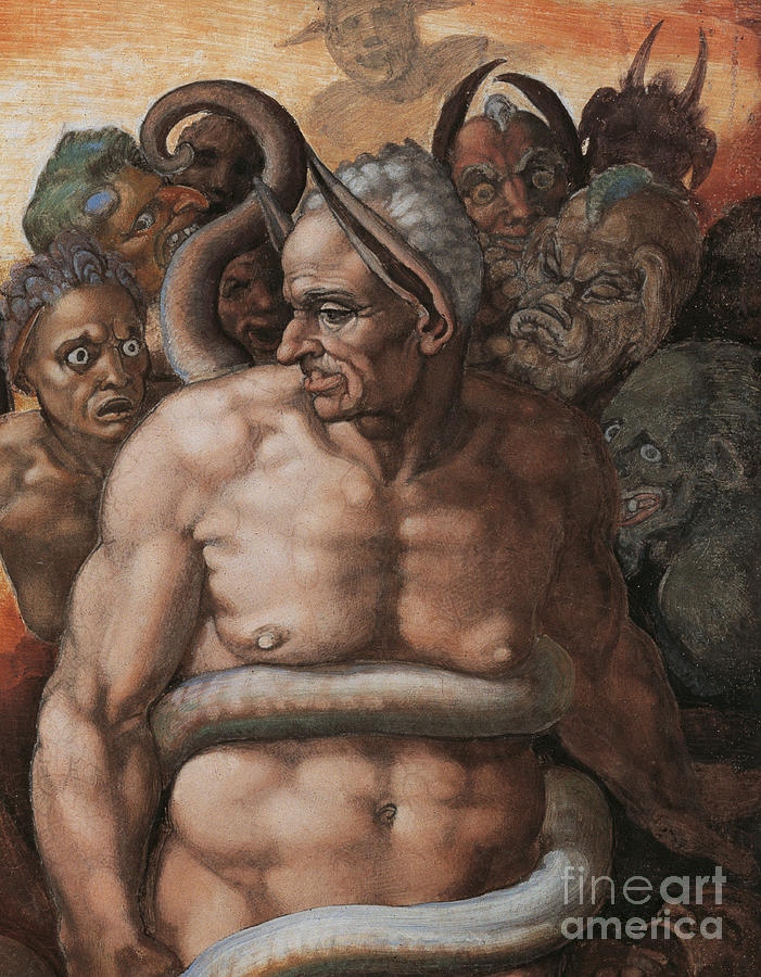 Michelangelo Canvas Painting - Detail Of The Last Judgment by Michelangelo Michelangelo Canvas Painting - Detail Of The Last Judgment by Michelangelo