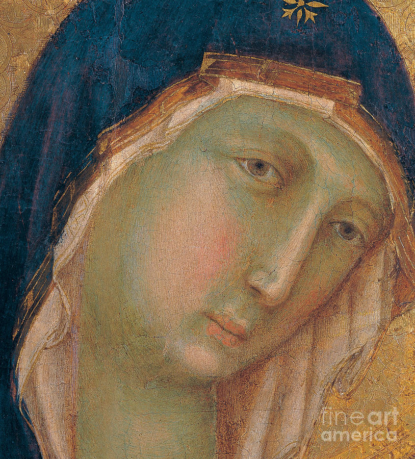 Up Movie Painting - Detail of the Virgin Mary by Duccio di Buoninsegna