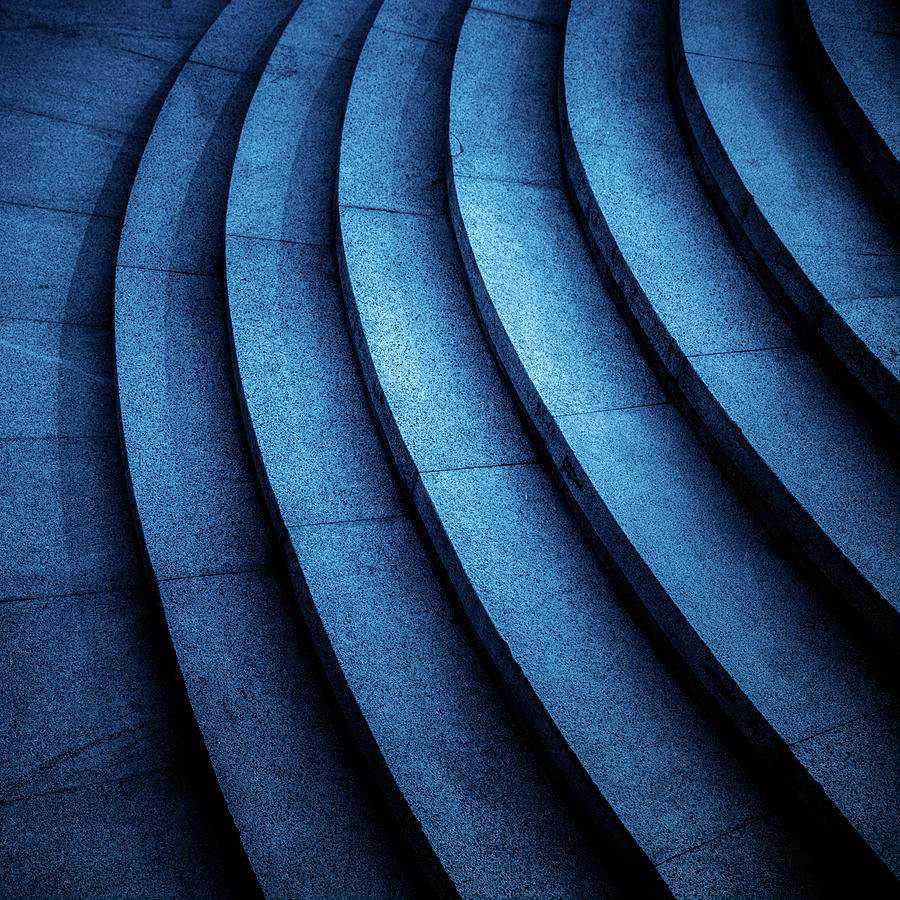 Detail Shot Of Stone Stairs In Blue Tone Photograph by Fanjianhua