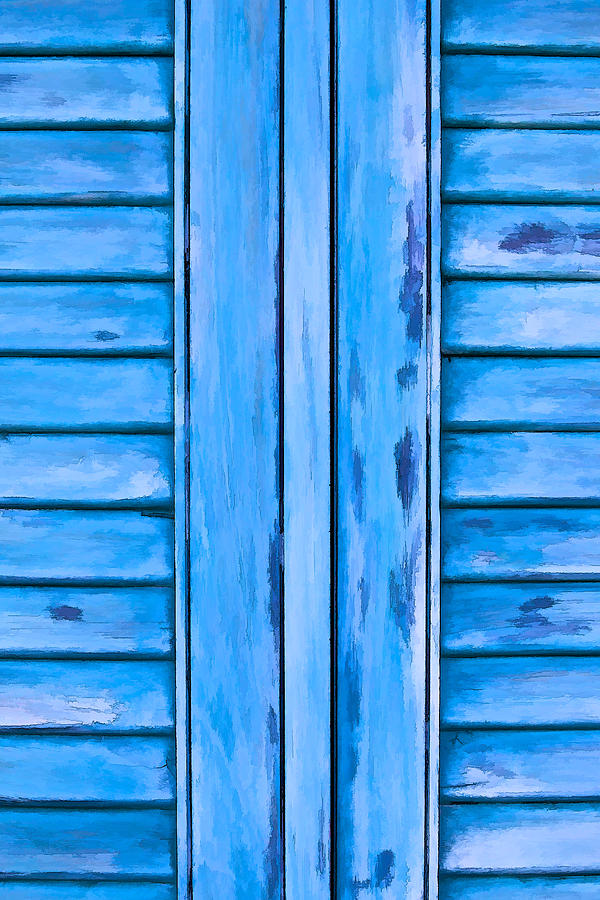 Detailed Faded Blue Window Shutter Photograph by David Letts
