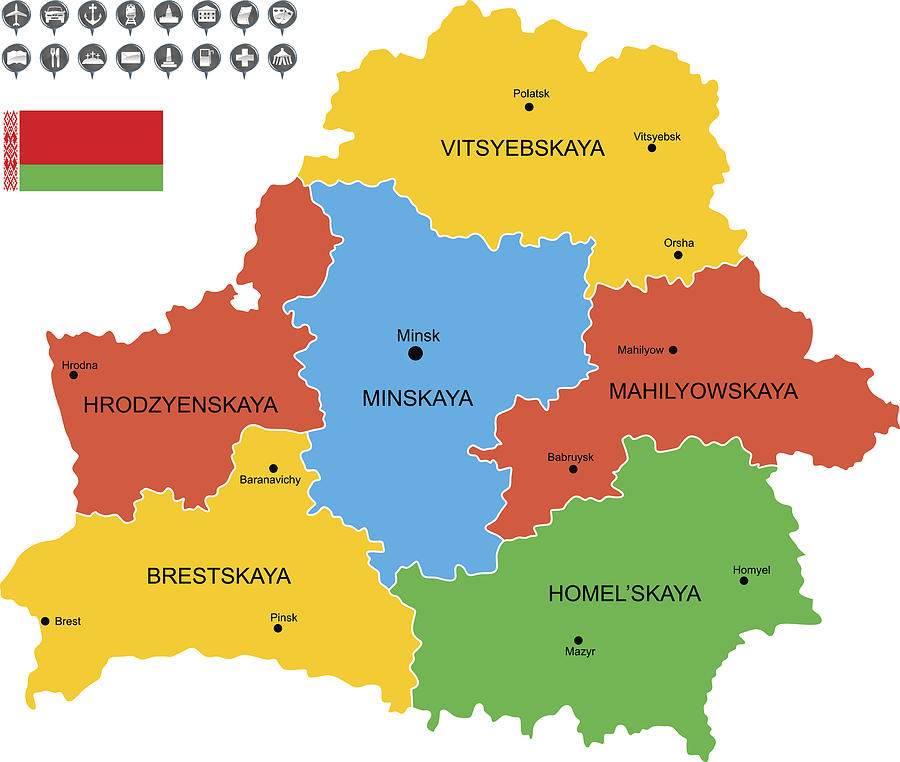 Detailed Vector Map of Belarus Drawing by Poligrafistka