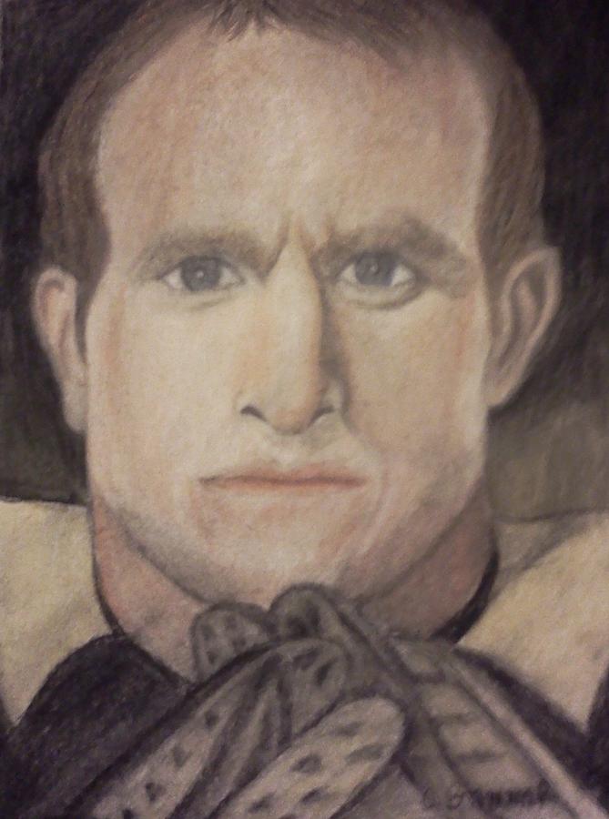 Drew Brees Determination Pastel by Christy Saunders Church