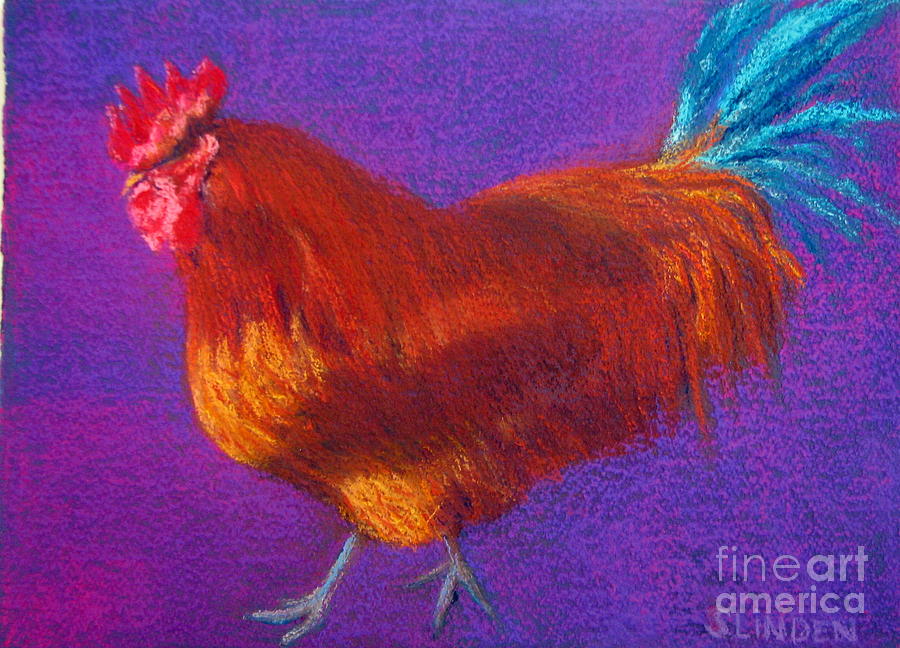 Determined Rooster Painting by Sandy Linden