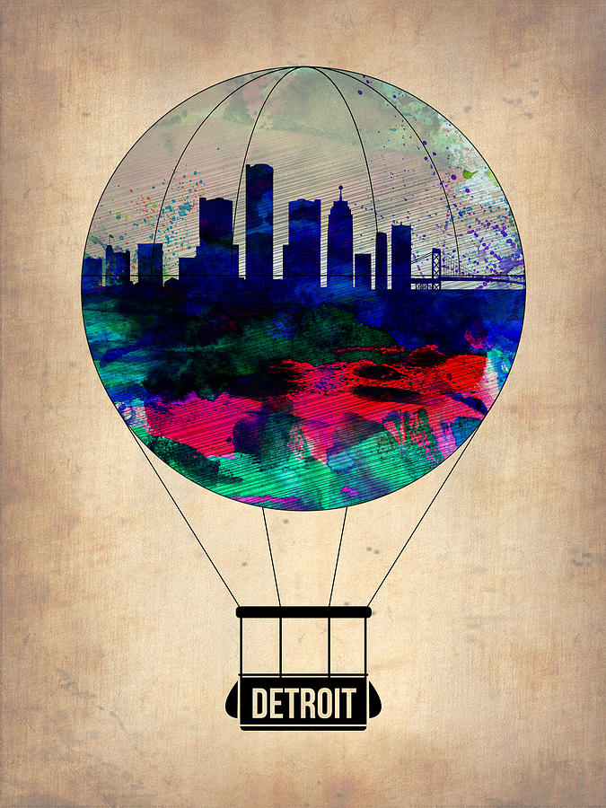 Detroit Painting - Detroit Air Balloon by Naxart Studio