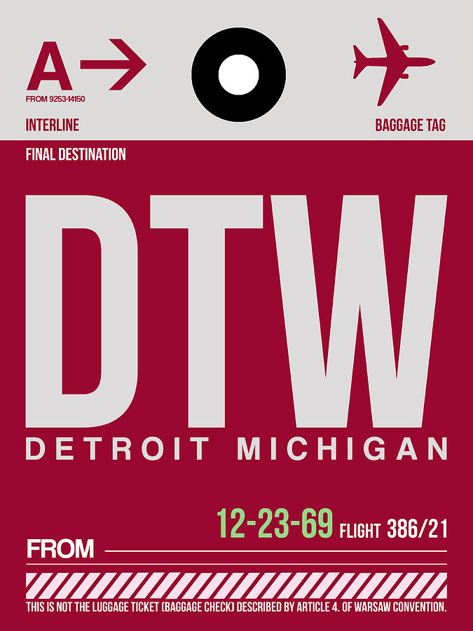 Detroit Digital Art - Detroit Airport Poster 2 by Naxart Studio