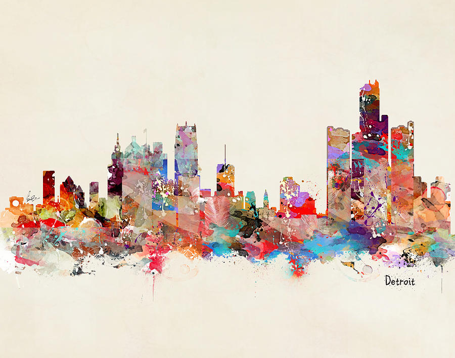 Detroit Michigan skyline Painting by Bri Buckley