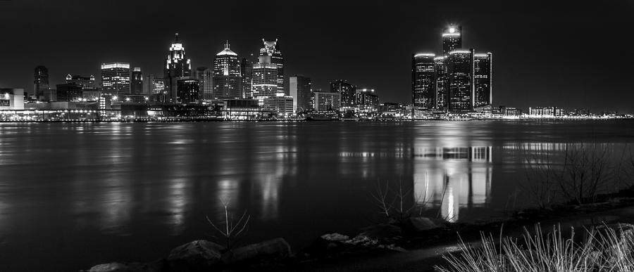 Detroit Skyline Black And White Photograph By Kevin Whitworth 