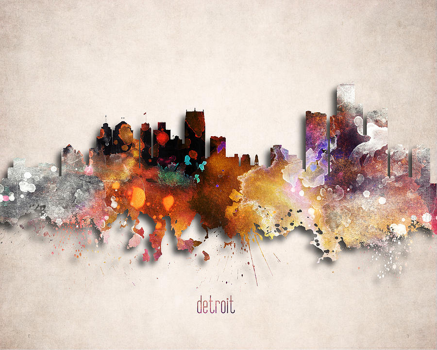 Detroit Digital Art - Detroit Painted City Skyline by World Art Prints And Designs