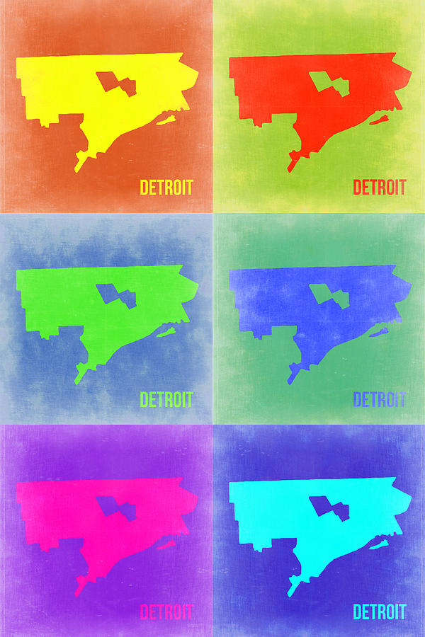 Detroit Painting - Detroit Pop Art Map 3 by Naxart Studio