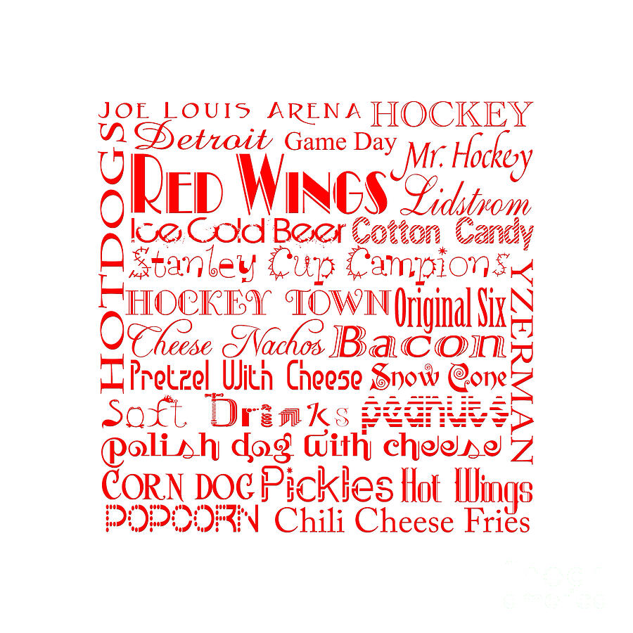 Detroit Red Wings Game Day Food Square 1 Digital Art by Andee Design