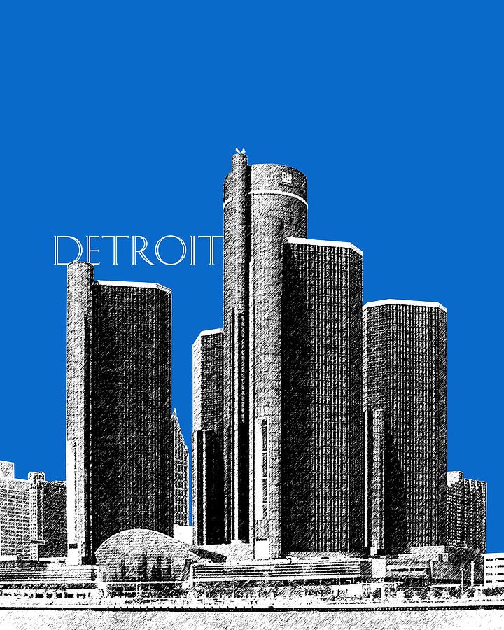 Detroit Skyline 1 - Blue Digital Art by DB Artist