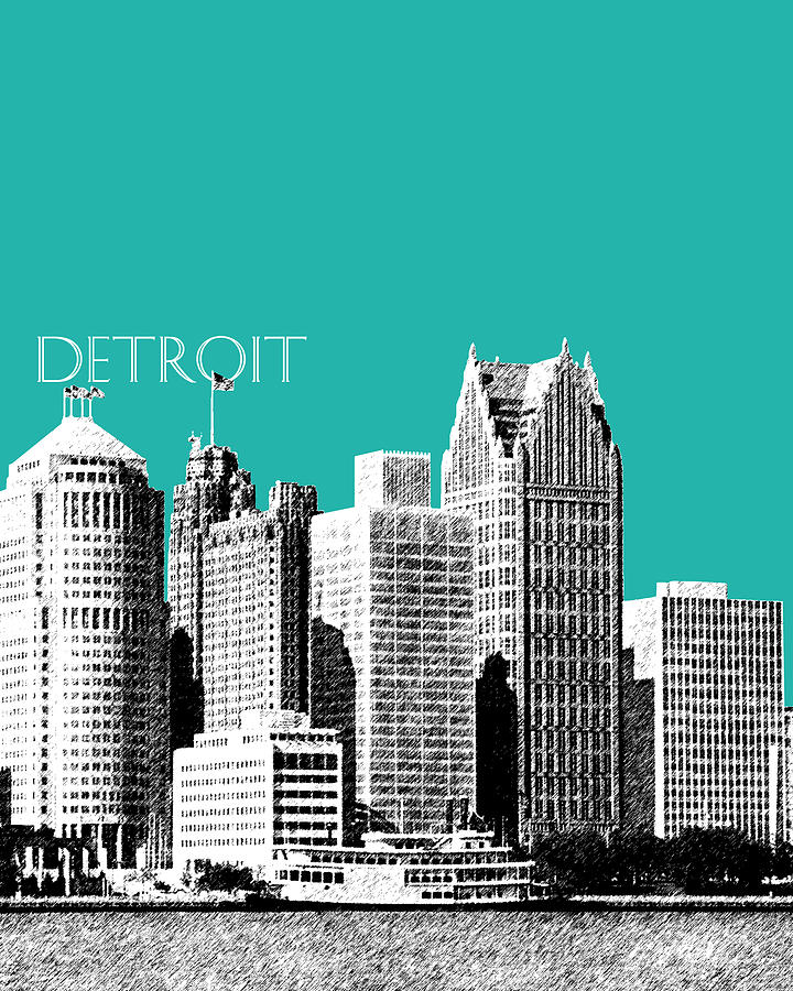 Detroit Skyline 3 - Teal Digital Art by DB Artist