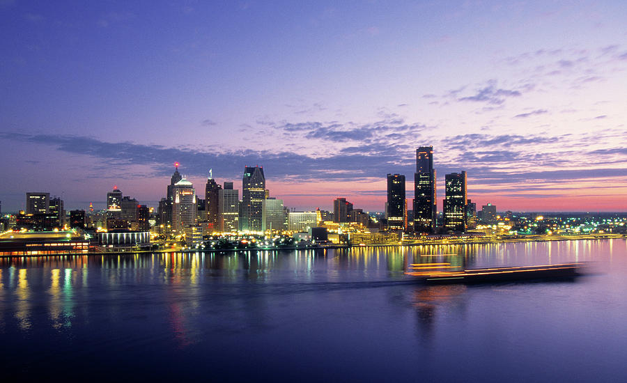 Detroit Skyline At Dawn, Wayne County Photograph by Panoramic Images