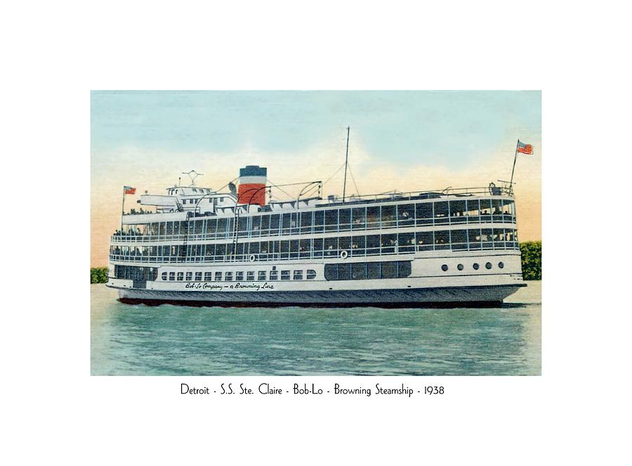 Detroit - SS Sainte Claire - Boblo - Browning Steamship - 1938 Digital Art by John Madison