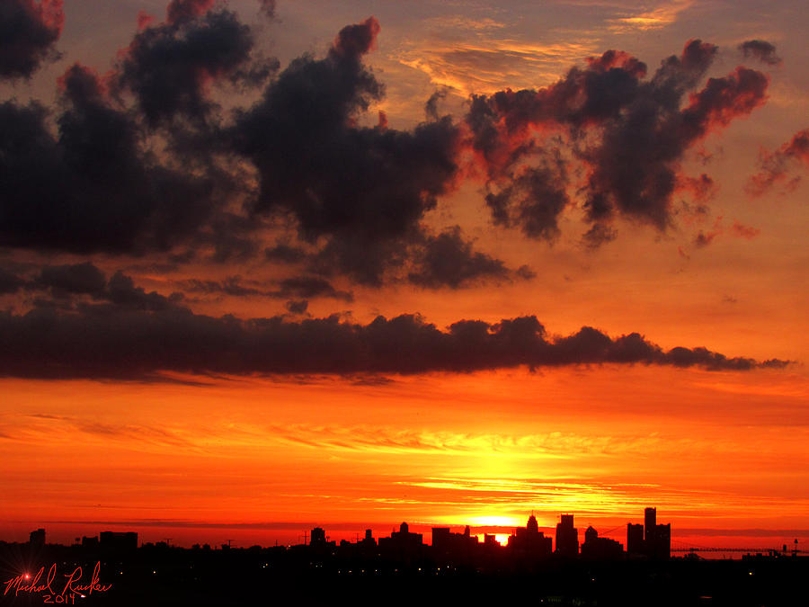 Detroit Sunrise Photograph by Michael Rucker