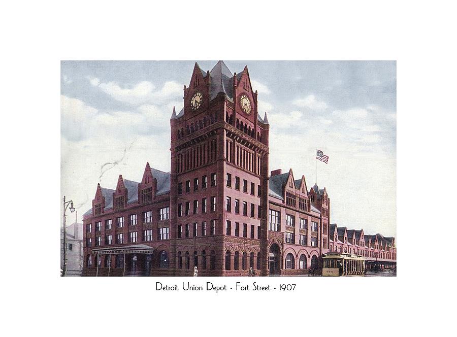 Detroit - Union Depot - Fort Street - 1907 Digital Art by John Madison