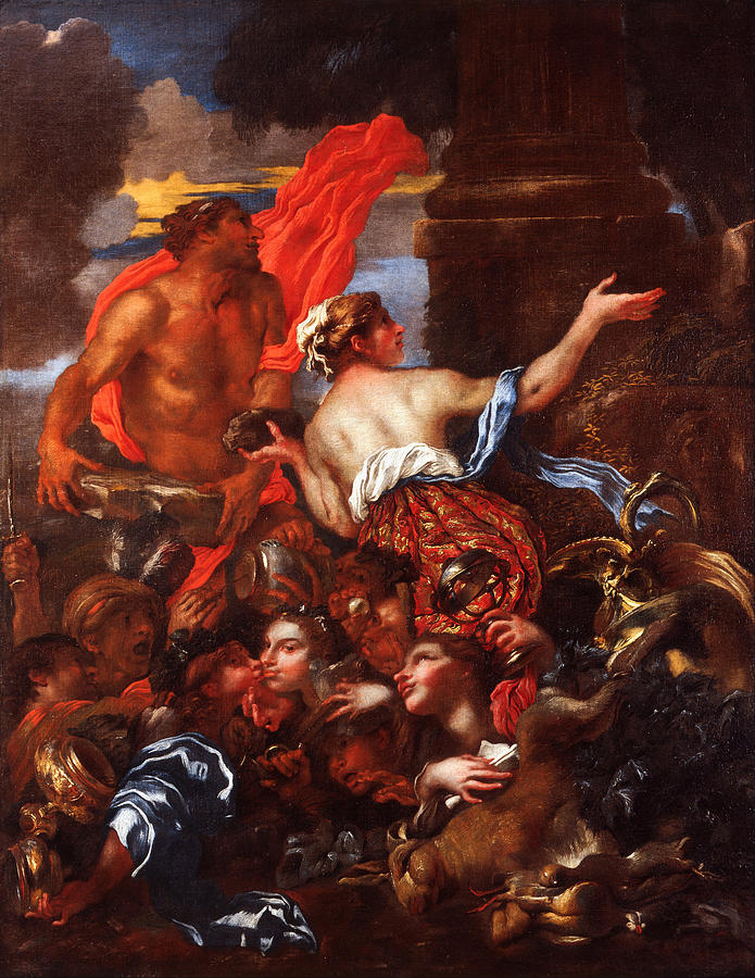 Deucalion and Pyrrha Painting by Giovanni Benedetto Castiglione