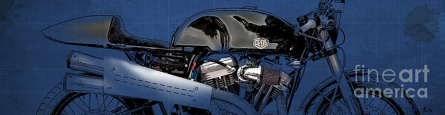 Fathers Day Digital Art - Deus motorcycle cut by Drawspots Illustrations