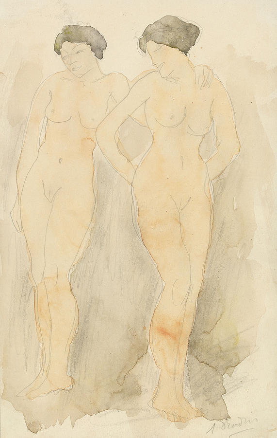 Deux Figures Debout Drawing by Auguste Rodin