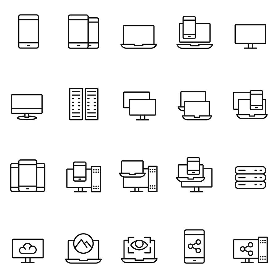 Device icon set Drawing by FingerMedium