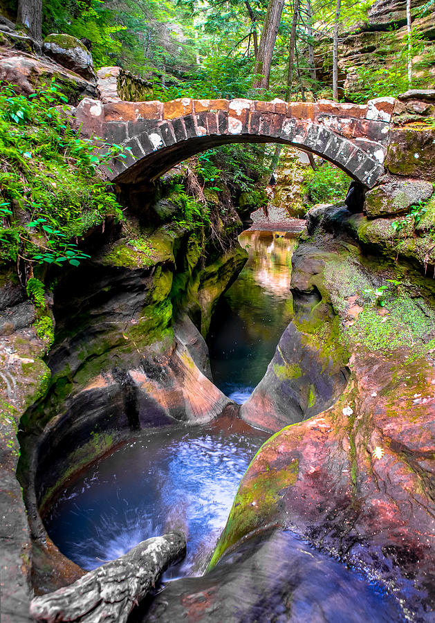 Nature Photograph - Devils Bathtub and Bridge by Optical Playground By MP Ray