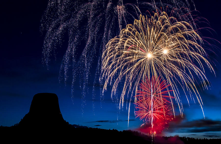 Devils Tower Fireworks Photograph by David M Porter Fine Art America