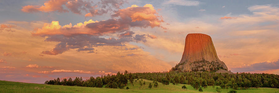 Devils Tower National Monument Photograph - Devils Tower At Sunset, Devils Tower by Panoramic Images