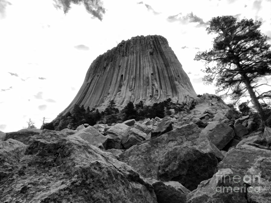 Devils Tower Black And white Photograph by Cathy Anderson