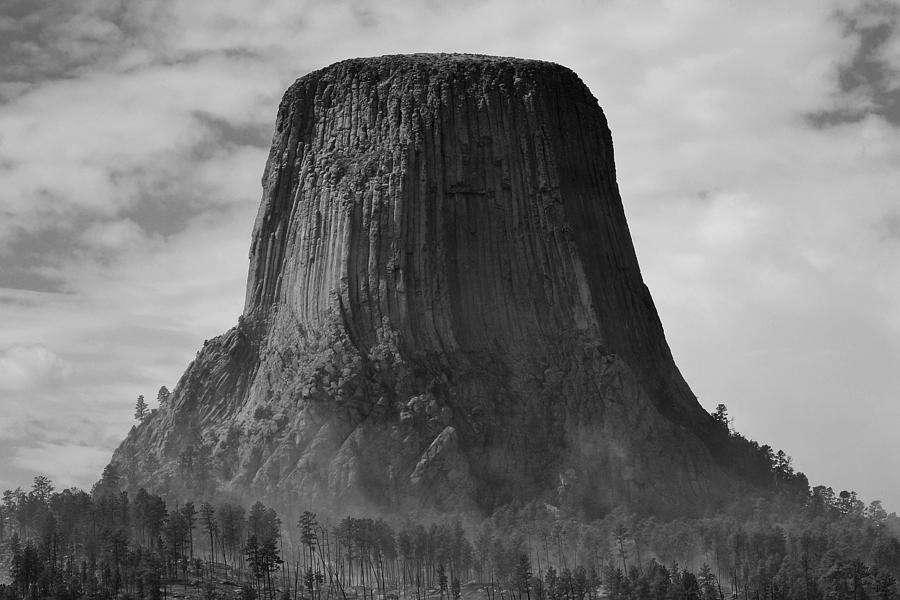 Devils Tower - The Smoke Rises Photograph by Nadalyn Larsen