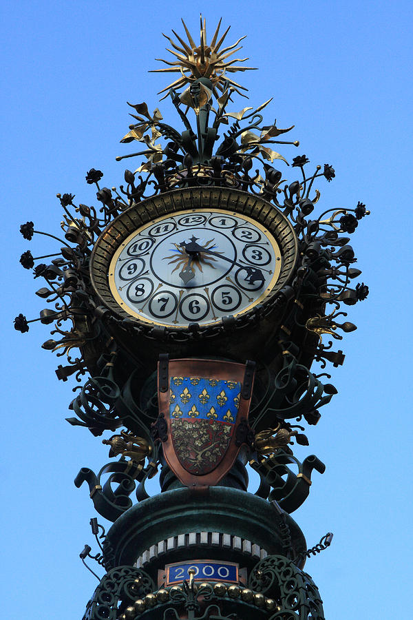 Clock Photograph - Dewailly Clock - Amiens - France by Aidan Moran