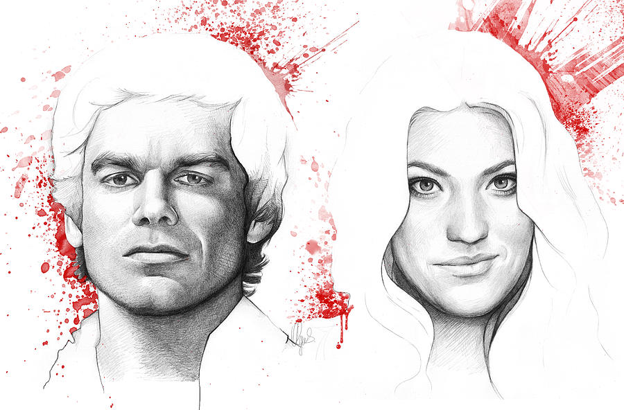 Dexter Drawing - Dexter and Debra Morgan by Olga Shvartsur Dexter Drawing - Dexter and Debra Morgan by Olga Shvartsur