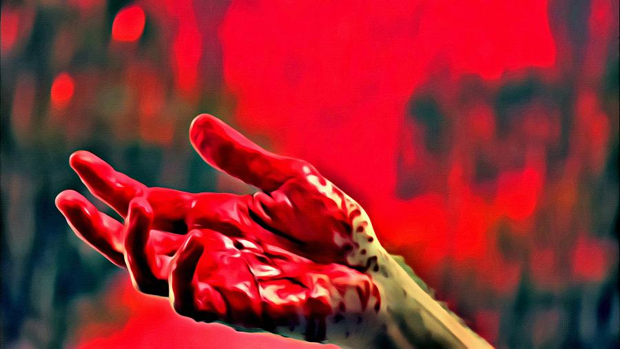 Dexter Bloody Hand Painting by Florian Rodarte