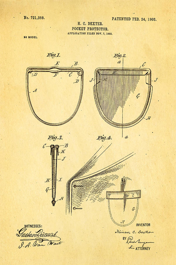 Appliance Photograph - Dexter Pocket Protector Patent Art 1903 by Ian Monk