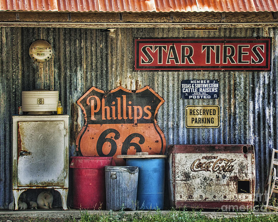 Sign Photograph - Old DHanis Texas Vintage Relics by Priscilla Burgers