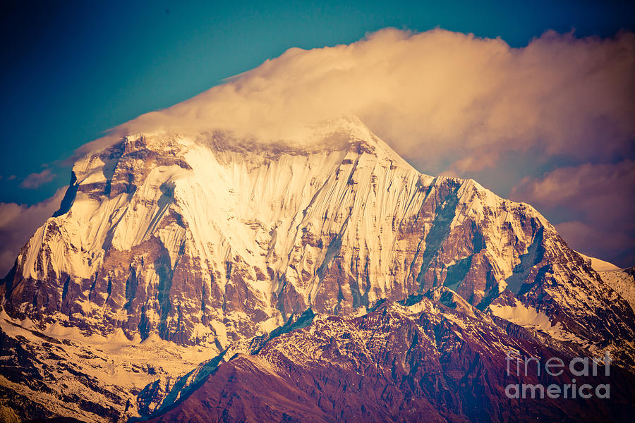 Nature Photograph - Peak of mount Dhaulagiri in Himalayas mountain NEPAL by Raimond Klavins