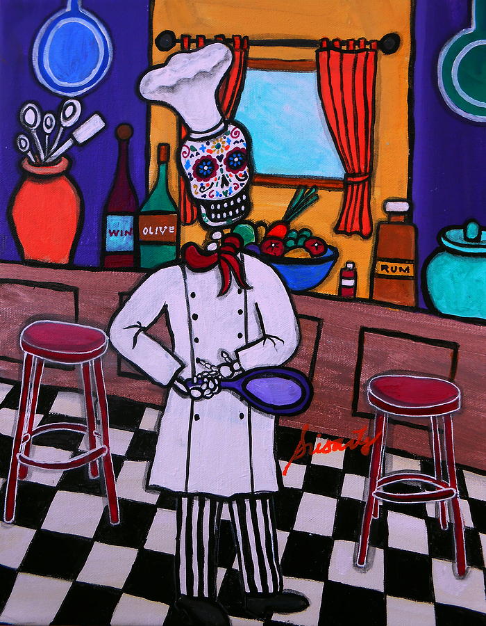 Dia De Los Muertos Chef Painting by Pristine Cartera Turkus